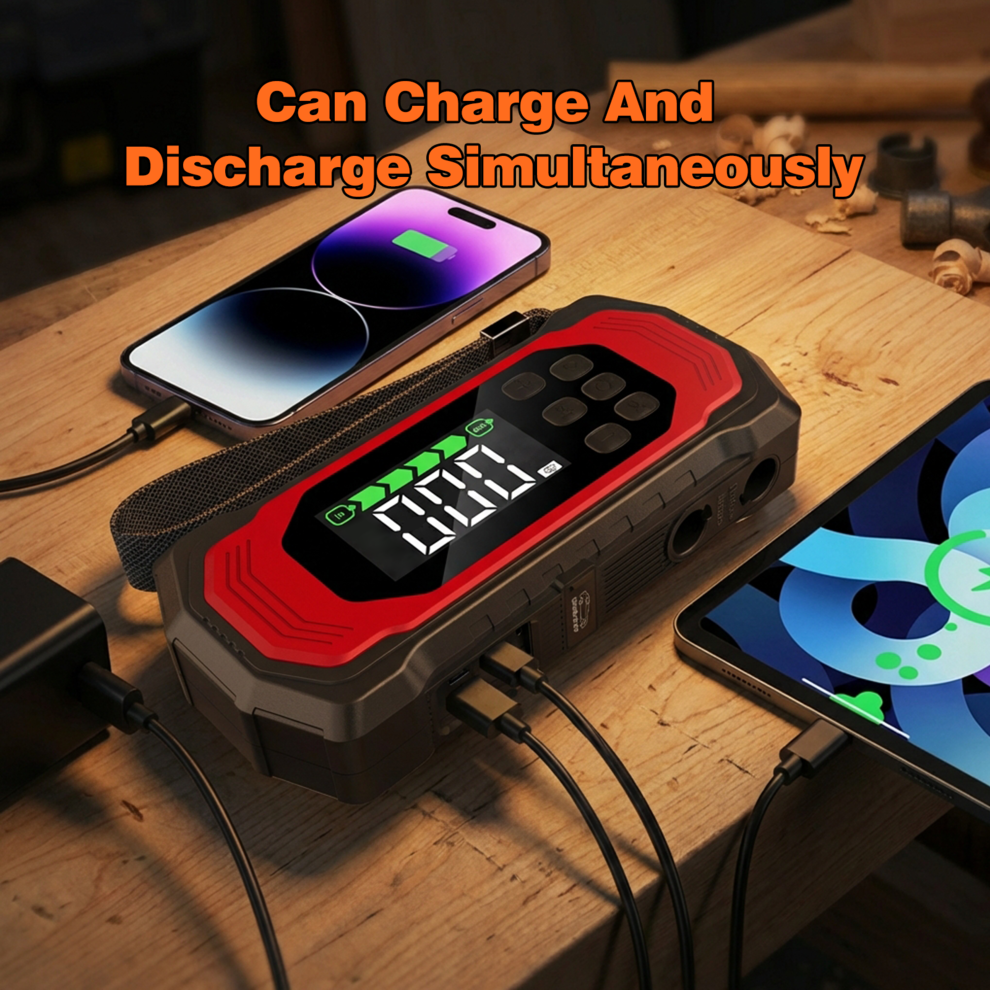 9000A Jump Starter Power Pack with 150PSI Air Compressor, 9-in-1 Car Battery Booster (All Gas/14L Diesel), 12V Portable Car Starter Power Bank with Air Inflator/Deflator, 30W Fast Charging image5