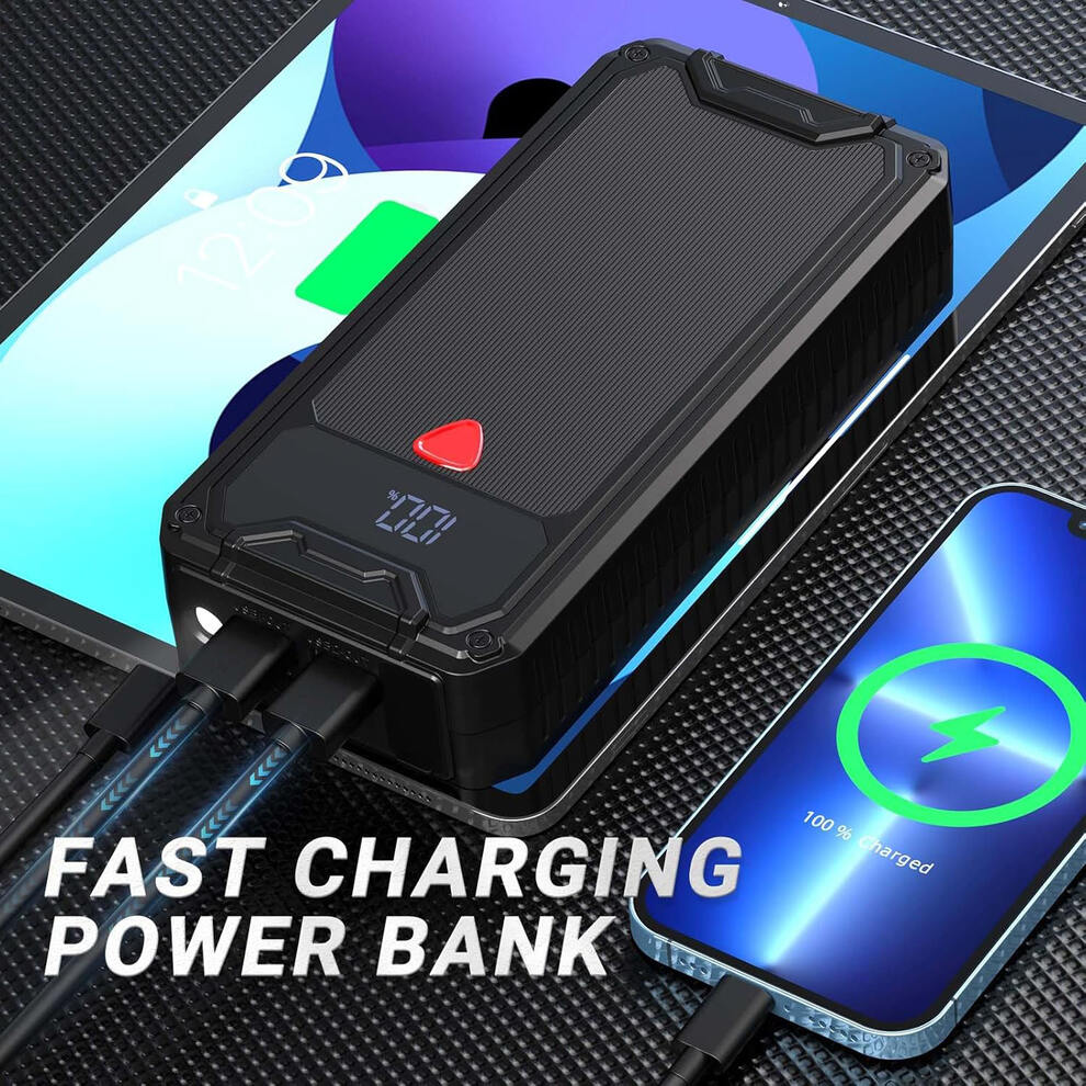 Jump Starter Power Pack, 6000A Car Battery Booster (10L Gas/8.5L Diesel) 12V Portable Car Jump Starter Power Bank with LCD Display, LED Light image6