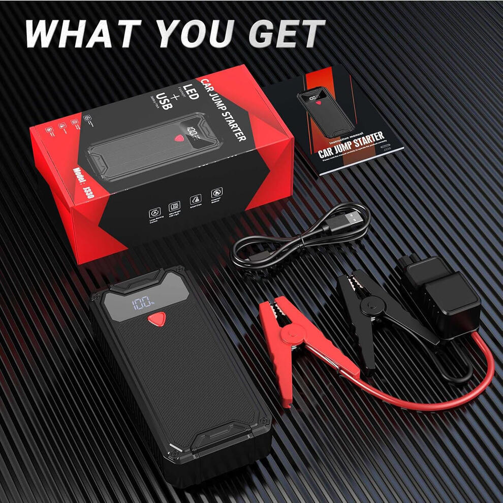 Jump Starter Power Pack, 6000A Car Battery Booster (10L Gas/8.5L Diesel) 12V Portable Car Jump Starter Power Bank with LCD Display, LED Light image5