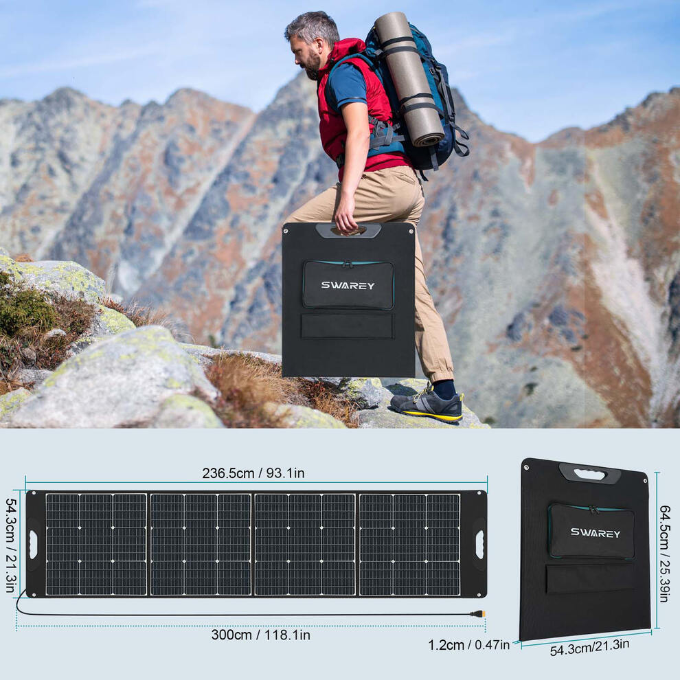SWAREY 200W Foldable Solar Panel 18W USB-C for Power Station Phone RV Camping image7