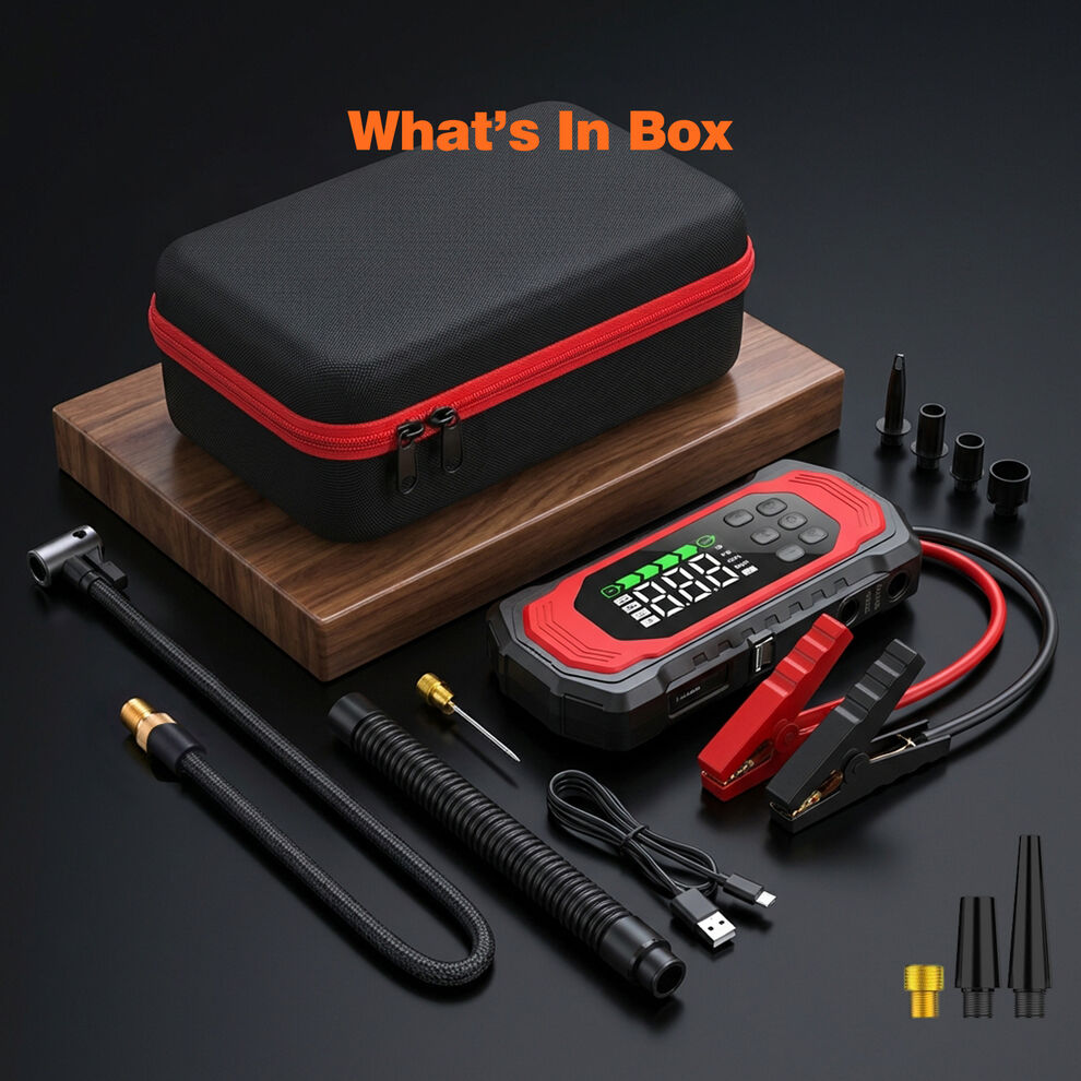 9000A Jump Starter Power Pack with 150PSI Air Compressor, 9-in-1 Car Battery Booster (All Gas/14L Diesel), 12V Portable Car Starter Power Bank with Air Inflator/Deflator, 30W Fast Charging image2
