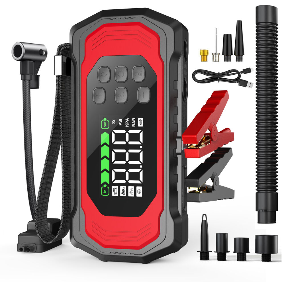 9000A Jump Starter Power Pack with 150PSI Air Compressor, 9-in-1 Car Battery Booster (All Gas/14L Diesel), 12V Portable Car Starter Power Bank with Air Inflator/Deflator, 30W Fast Charging image1
